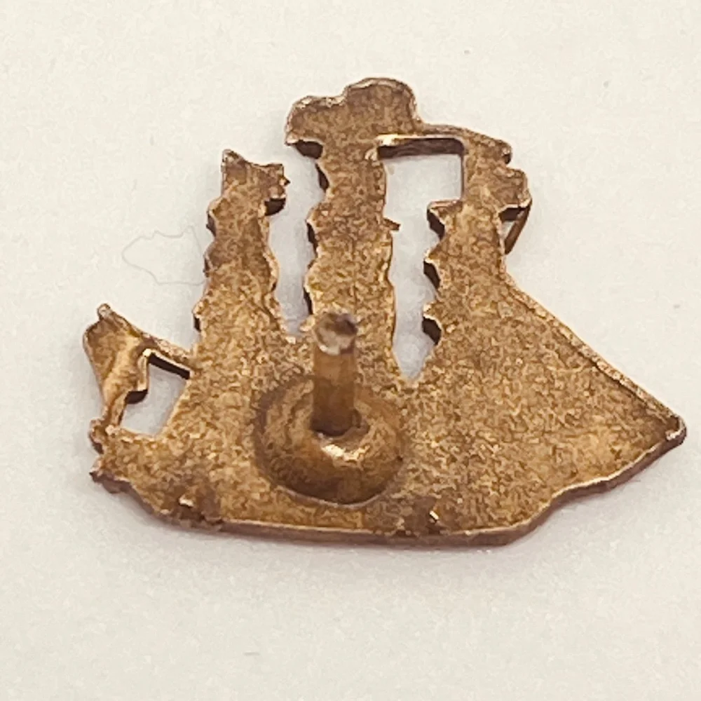 Vintage Bronze Tone Tall Ship With Sails Lapel Pin Pinback Nautical Sailing Boat